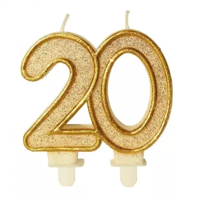 GoParty �wieczka urodzinowa 20 z�oty brokat