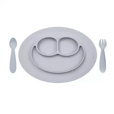 Ezpz Komplet naczy silikonowych Mini Feeding Set pastelowa szaro