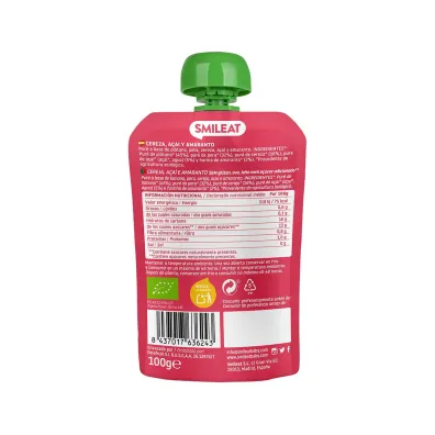 Smileat Mus z ekologicznymi wi�niami, acai i amarantem po 8 miesi�cu 100 g Bio