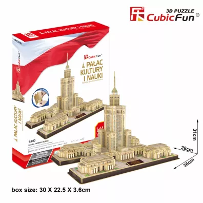 Puzzle 3D 144 el. Pa�ac Kultury i Nauki. Zestaw XL Cubic Fun