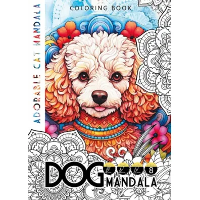 Kolorowanka A4 8 obrazk�w Dog mandala Psy