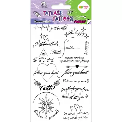 Tatua�e zmywalne Words HAPPY COLOR