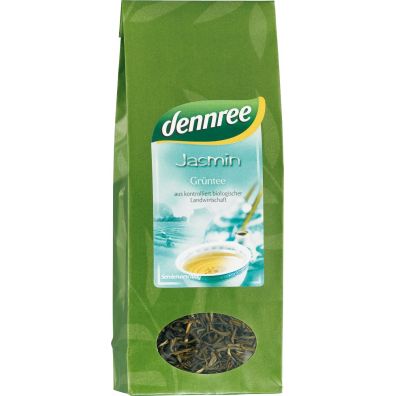 Dennree Herbata zielona jaśminowa liściasta 100 g Bio