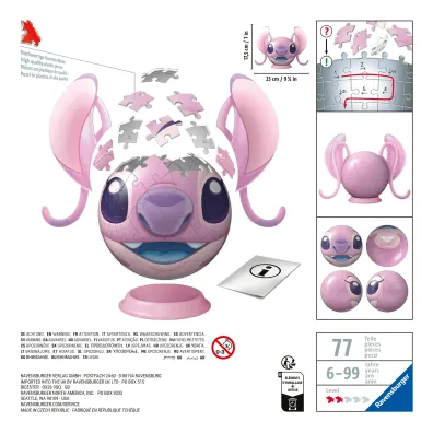 Puzzle 3D: Disney Stitch Kula Angel z uszami Ravensburger