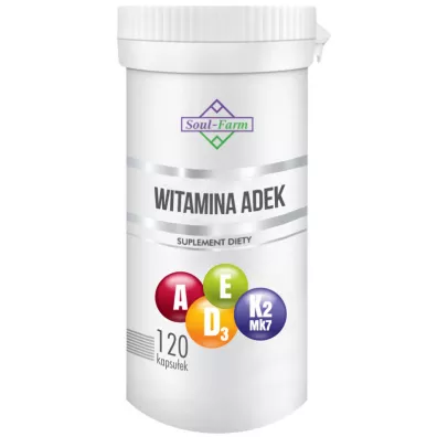 Soul Farm Witamina ADEK dla os�b powy�ej 75. roku �ycia 800 mcg + 50 mcg + 12 mg + 75 mcg Suplement diety 120 kaps.