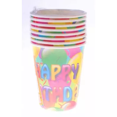 Arpex Kubki papierowe Urodziny Party Time DC8992 180 ml 8 szt.