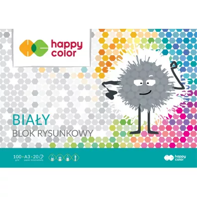Happy Color Blok rysunkowy, biay, A3, 100g, 20 arkuszy biay 20 kartek