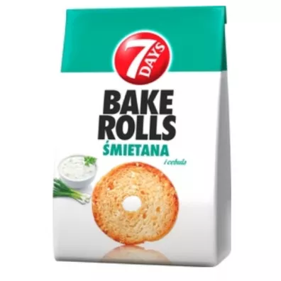 7days Bake Rolls Chrupki chlebowe o smaku �mietanowo-cebulowym 160 g