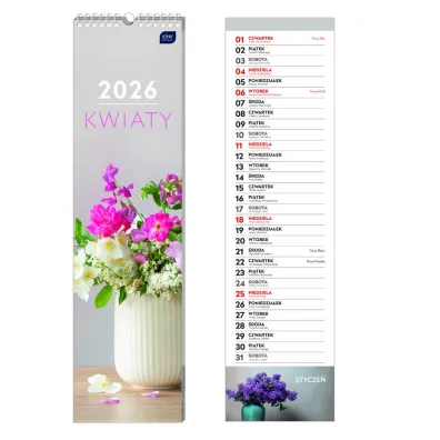Kalendarz 135x500 paskowy miesi�c Kwiaty Interdruk