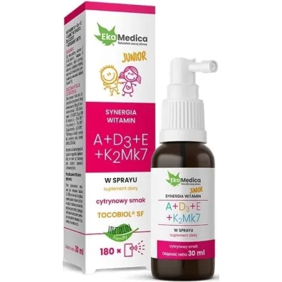 Ekamedica Witaminy A D3 E K2 Mk7 spray junior Suplement diety 30 ml