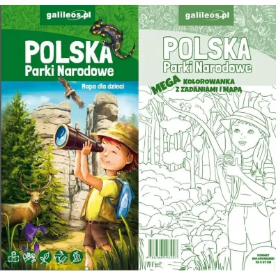 Polska Parki Narodowe - mapa+ MEGA KOLOROWANKA