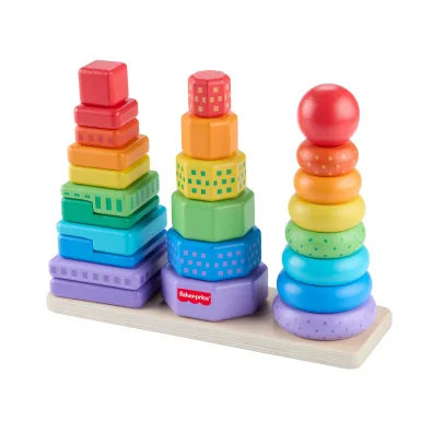 Fisher-Price. Drewniane piramidki Sorter kszta�t�w Mattel