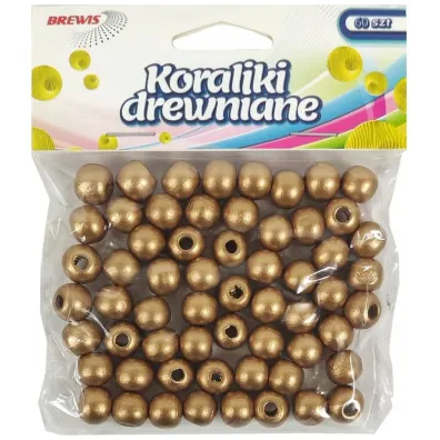 Brewis Koraliki drewniane do nawlekania z�ote 10mm