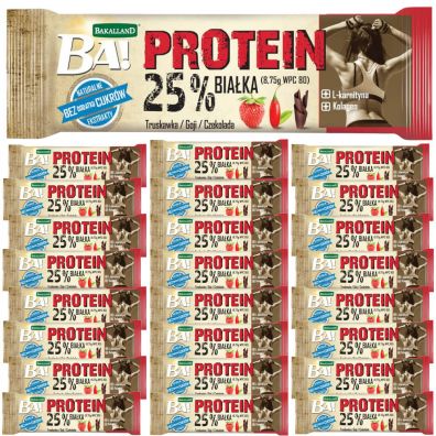 Bakalland Ba! Baton Proteinowy Truskawka i Goji Zestaw 25 x 35 g