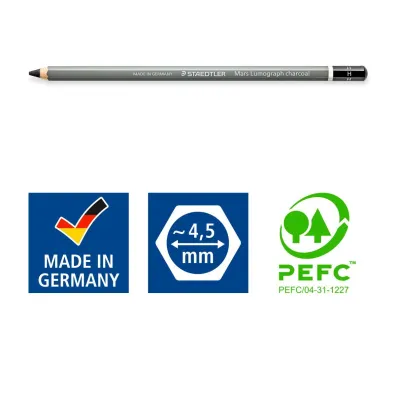 W�giel w o��wku Lumograph twardy (12szt) STAEDTLER
