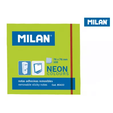 Milan Karteczki samoprzylepne neonowe zielone 76 x 76 mm 100 szt.