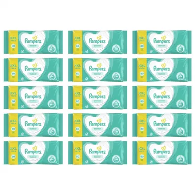 Pampers Chusteczki nawil�ane piel�gnacyjne Sensitive zestaw 15 x 80 szt.