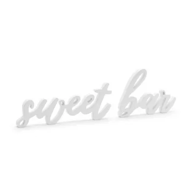 PartyDeco Drewniany napis Sweet bar bia�y 37x10cm