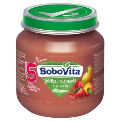 BoboVita Jabłka, truskawki i gruszki Williamsa po 5 miesiącu 125 g