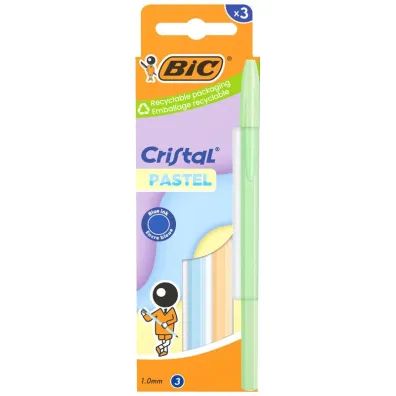 D�ugopis Cristal Pastel 1mm niebieski 3 szt BIC