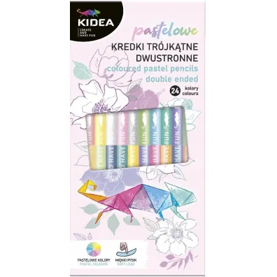 Derform Kredki tr�jk�tne dwustronne Pastel 24 kolor�w 12 szt.