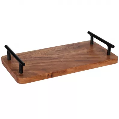 Excellent Houseware Taca drewniana z rczkami 30x15 cm