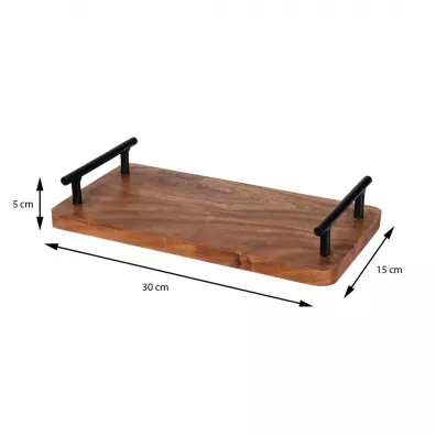 Excellent Houseware Taca drewniana z rczkami 30x15 cm