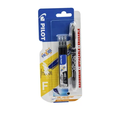 Pi�ro kulkowe Frixion Pilot 0,5 czarne+ 3x wk�ady blister