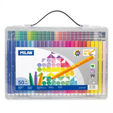 Milan Flamastry w plastikowej walizce 50 szt.