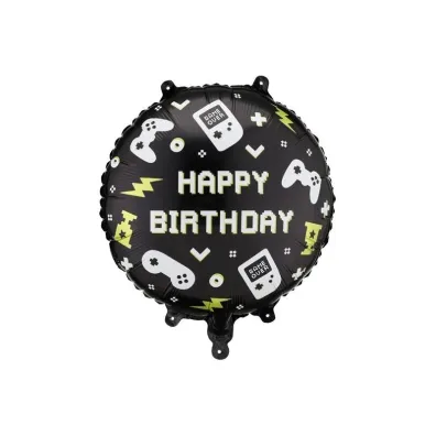 PartyDeco Balon foliowy pastylka Happy Birthday 35x35cm