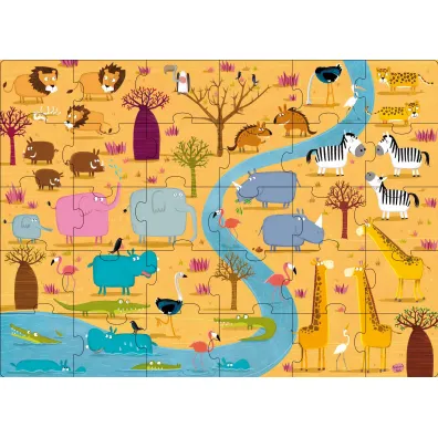 Puzzle 30 el. Dzikie zwierz�ta + ksi��ka Wilga Play