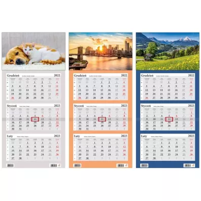 Kalendarz 2023 Tr�jdzielny LUX mix 3 wzory
