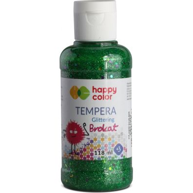 Happy Color Farba tempera brokatowa, zielona, 118 ml 118 ml zielony