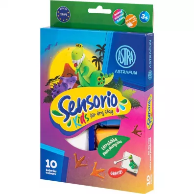 Sensorio Kids, Lekka masa plastyczna Dinozaury, 10 kolor�w Astra