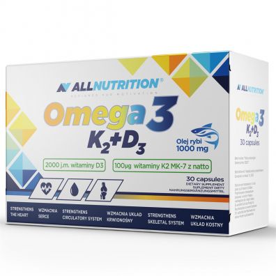 Allnutrition Kwasy Omega 3 D3+K2 Suplement diety 30 kaps.