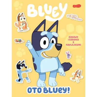 Pakiet: Oto Bluey! Zabawy i zadania z naklejkami, Naklejamy! Bluey. Ksi��ka do wyklejania, Bluey. Dobranoc, owocowy nietoperzu. Moja czytanka, Puzzle 3w1 (20+36+50 el.) Poznaj Bluey