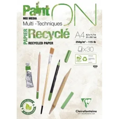 Clairefontaine Blok A4 papier z recyklingu 250g 30ark