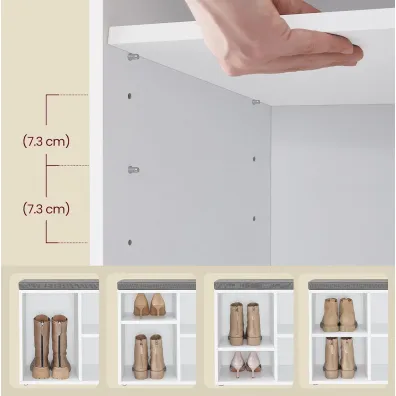 Songmics Biaa szafka na buty z siedziskiem 8 pek