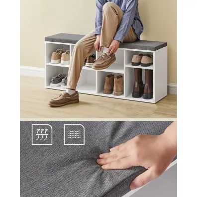 Songmics Biaa szafka na buty z siedziskiem 8 pek