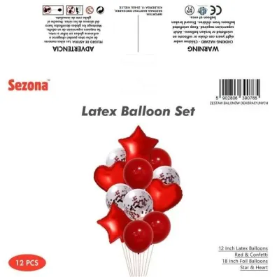 Zestaw balon�w. Serce 12 sztuk