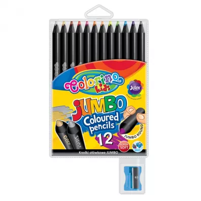 Patio Kredki czarne drewno Jumbo w etui 12 szt.