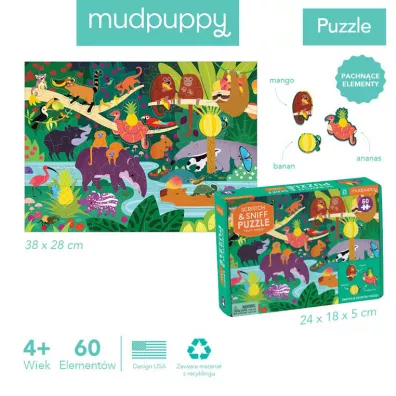 Puzzle sensoryczne z elementami zapachowymi Owocowa dungla 60 el. 4+ Mudpuppy