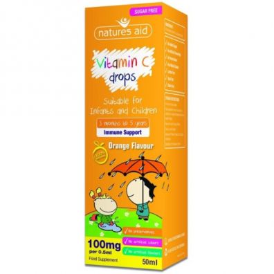 Natures Aid Vitamin C Drops 100mg suplement diety dla dzieci w płynie 50 ml
