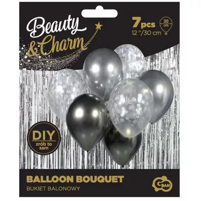 Godan Bukiet balonowy Beauty&Charm srebrno-grafitowy 30 cm