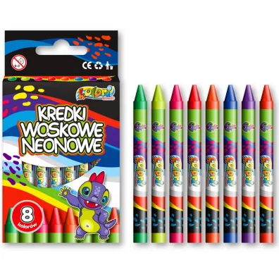 Penmate Kolori Premium Kredki woskowe neonowe Dino 8 szt.