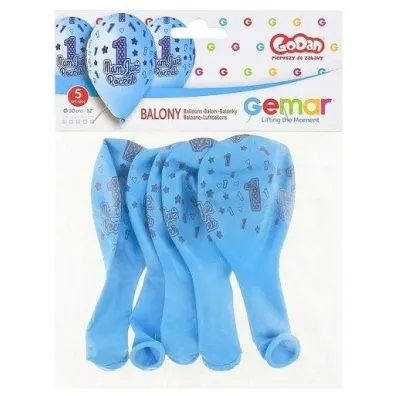 Godan Balony Premium Hel Mam Ju� Roczek, niebieskie 13" 5 szt.