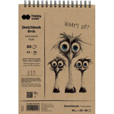 Happy Color, Szkicownik na spirali A5/80 ark - Ptaki