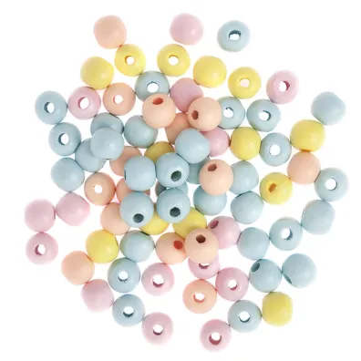 Dalprint Koraliki drewniane kulki pastelowe 12mm, 40g