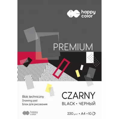 Happy Color Blok techniczny Premium czarny A4 220g 10 kartek