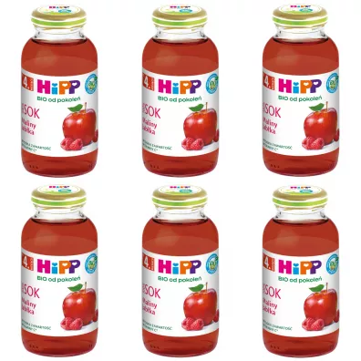 Hipp Sok 100% maliny-jab�ka po 4. miesi�cu zestaw 6 x 200 ml Bio